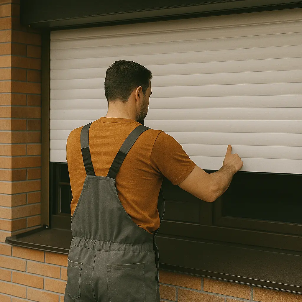 Operario de PROTOP instalando una ventana de cerramiento de aluminio en Cantabria