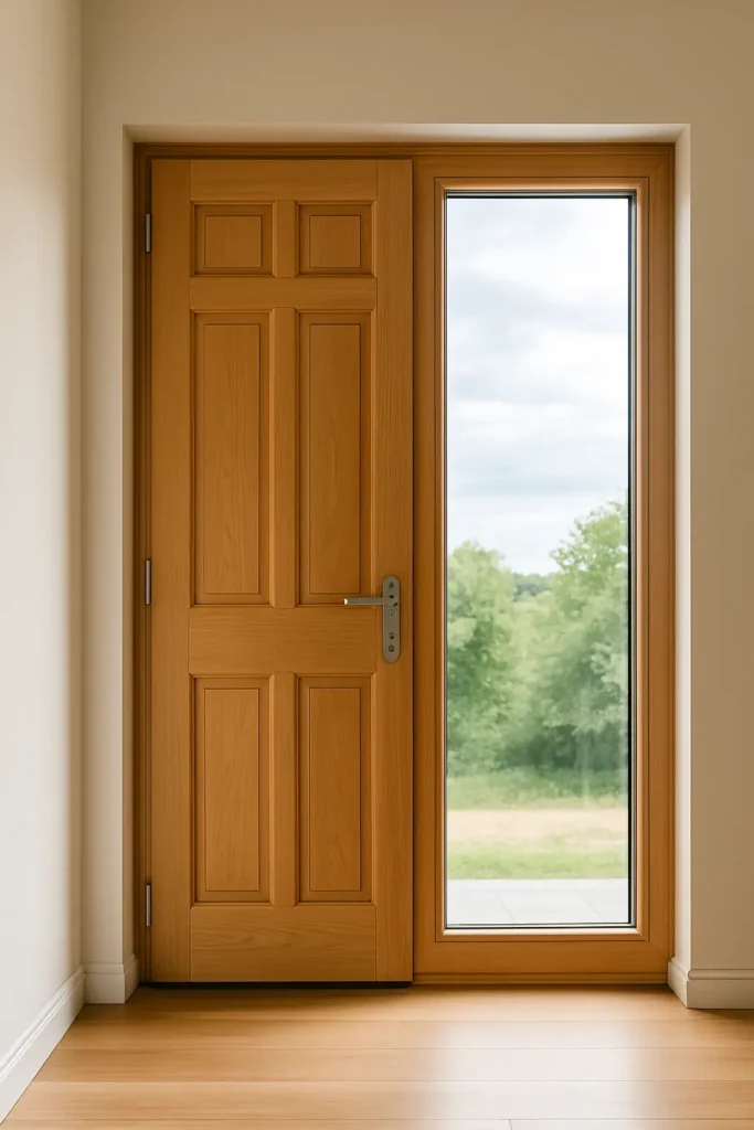 Puerta de madera y ventana de PVC instaladas a medida en vivienda de Cantabria